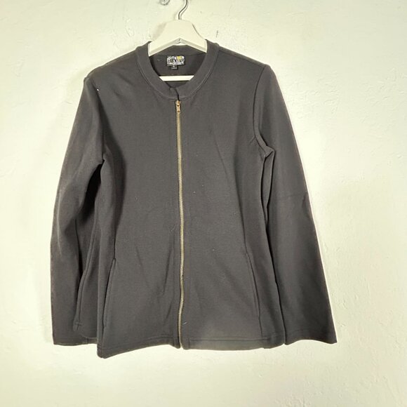 Citron 3.33 Womens Zip Up Jacket Large Floral Back Asian Minimalist Boho Artsy - Picture 1 of 9